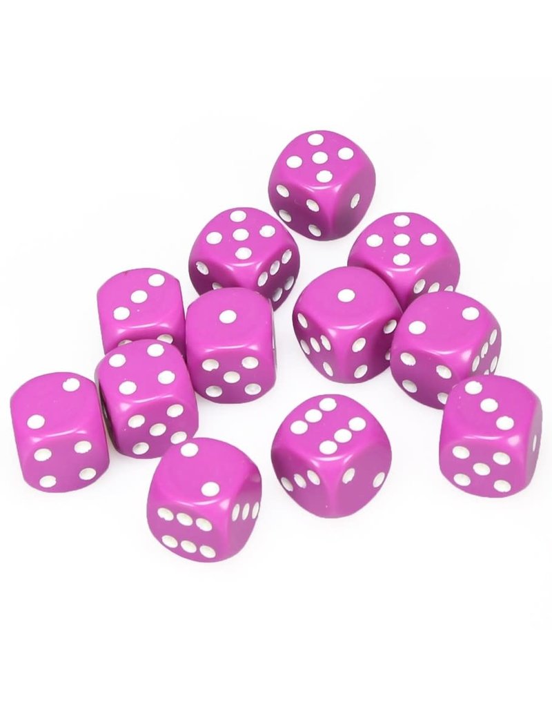 Chessex 12d6 Dice Set: 16mm Six-sided Light Purple with White (12 dice)