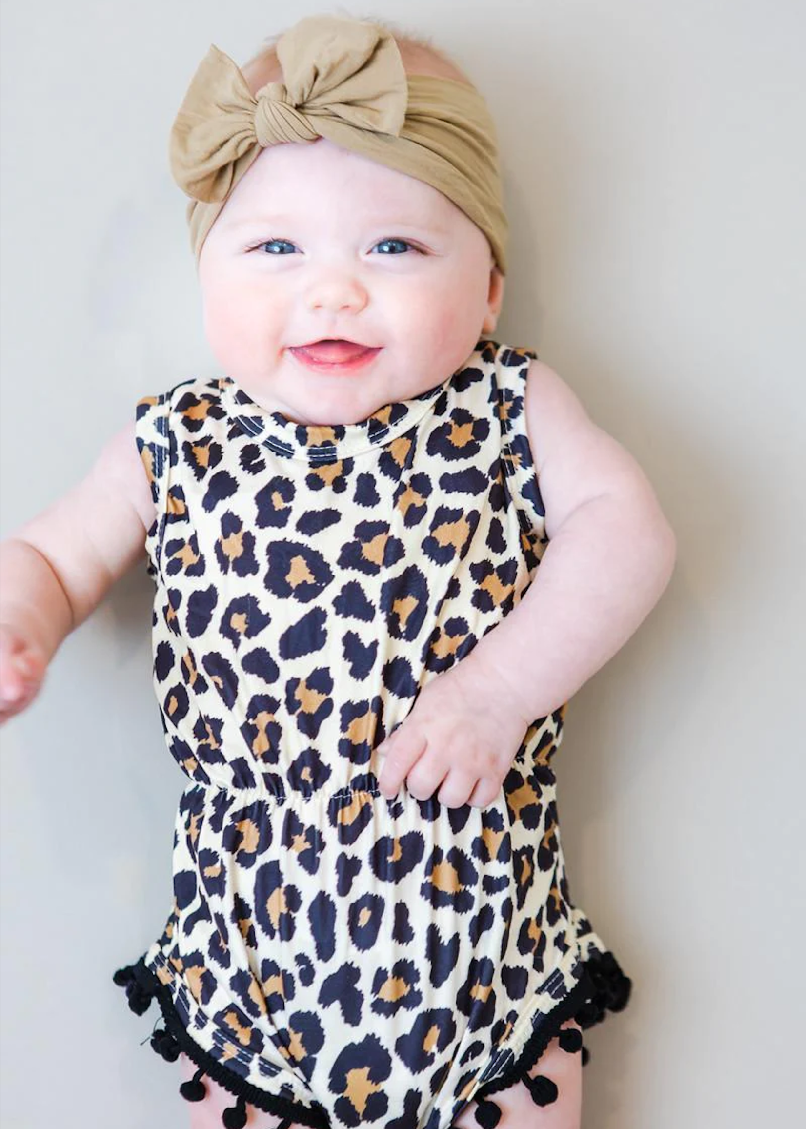 Leopard Pom Pom Romper