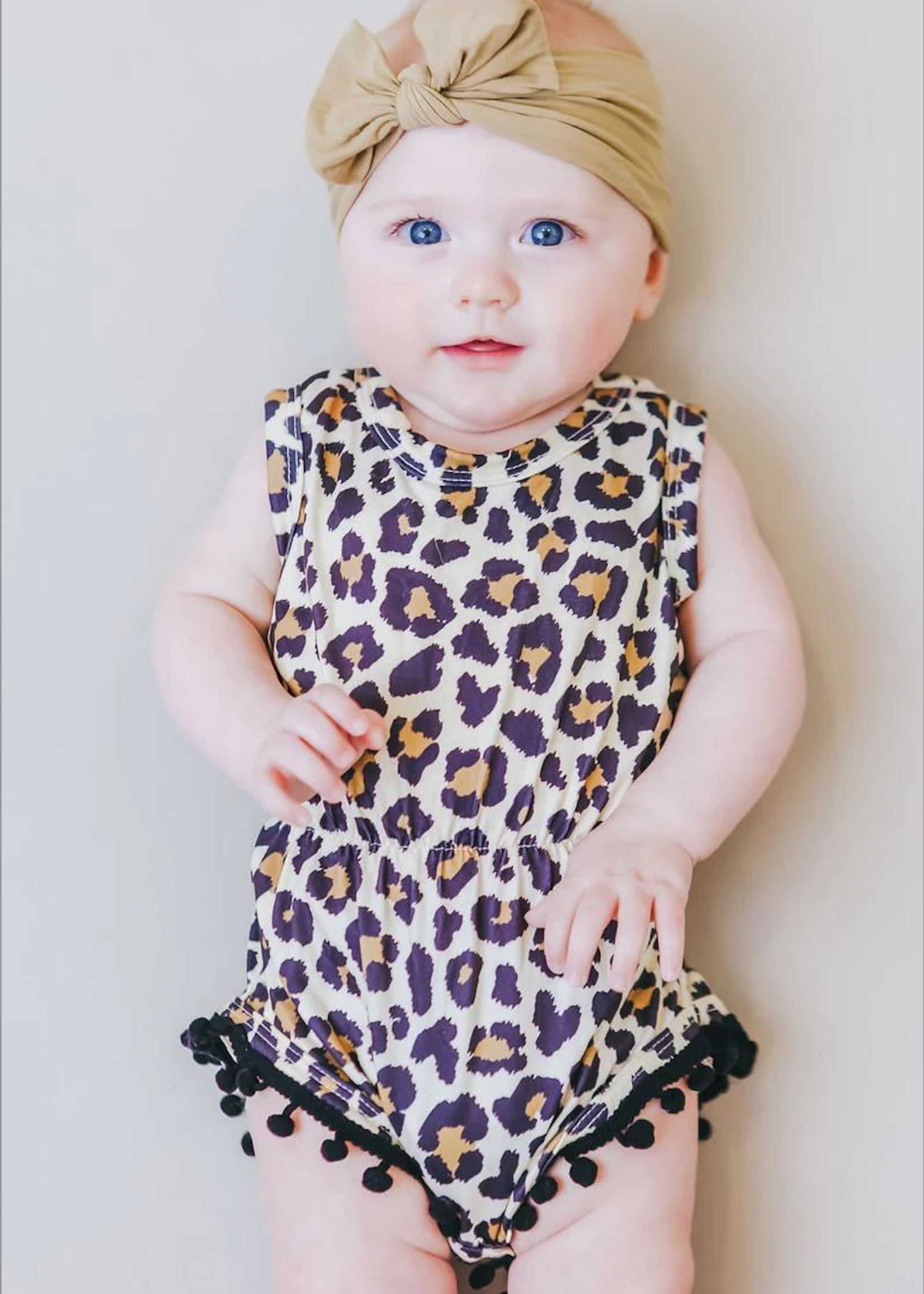 Leopard Pom Pom Romper