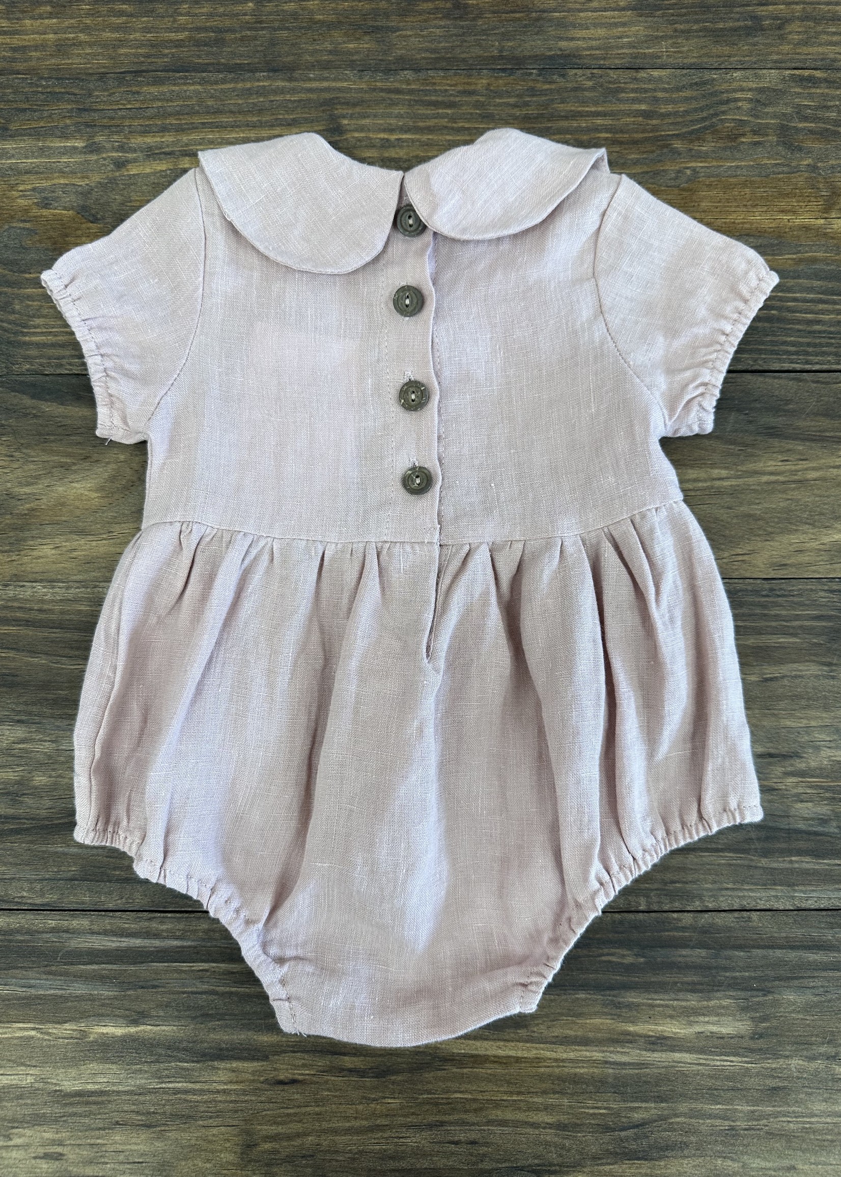 Baby Girl Linen Romper- Dusty Pink