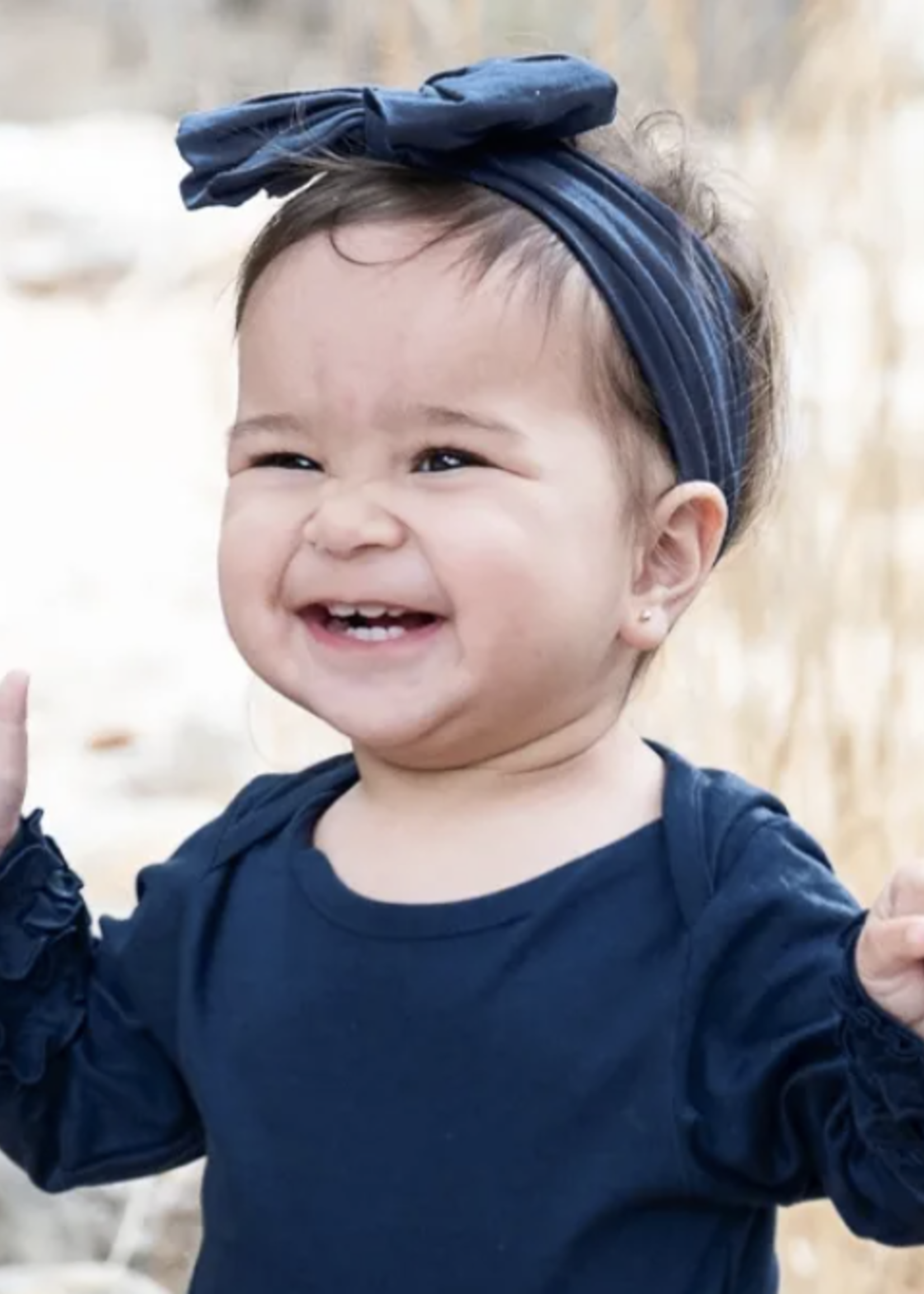 Navy Big Bow Headband