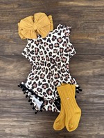 Leopard Pom Pom Romper