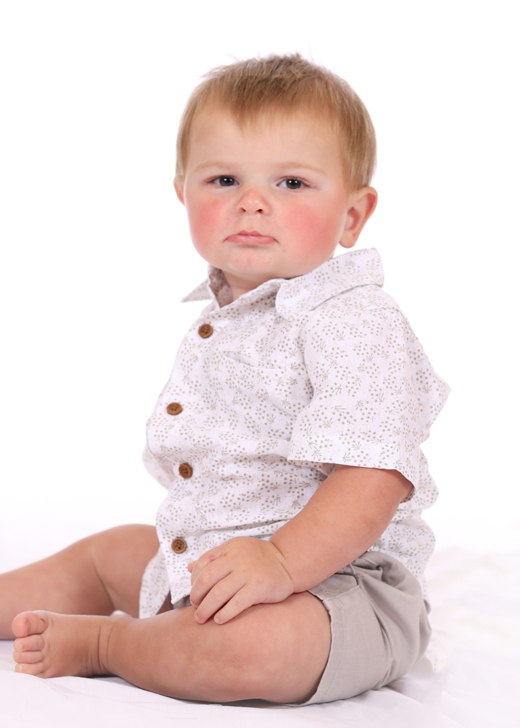 Taupe Floral Button Down Shirt