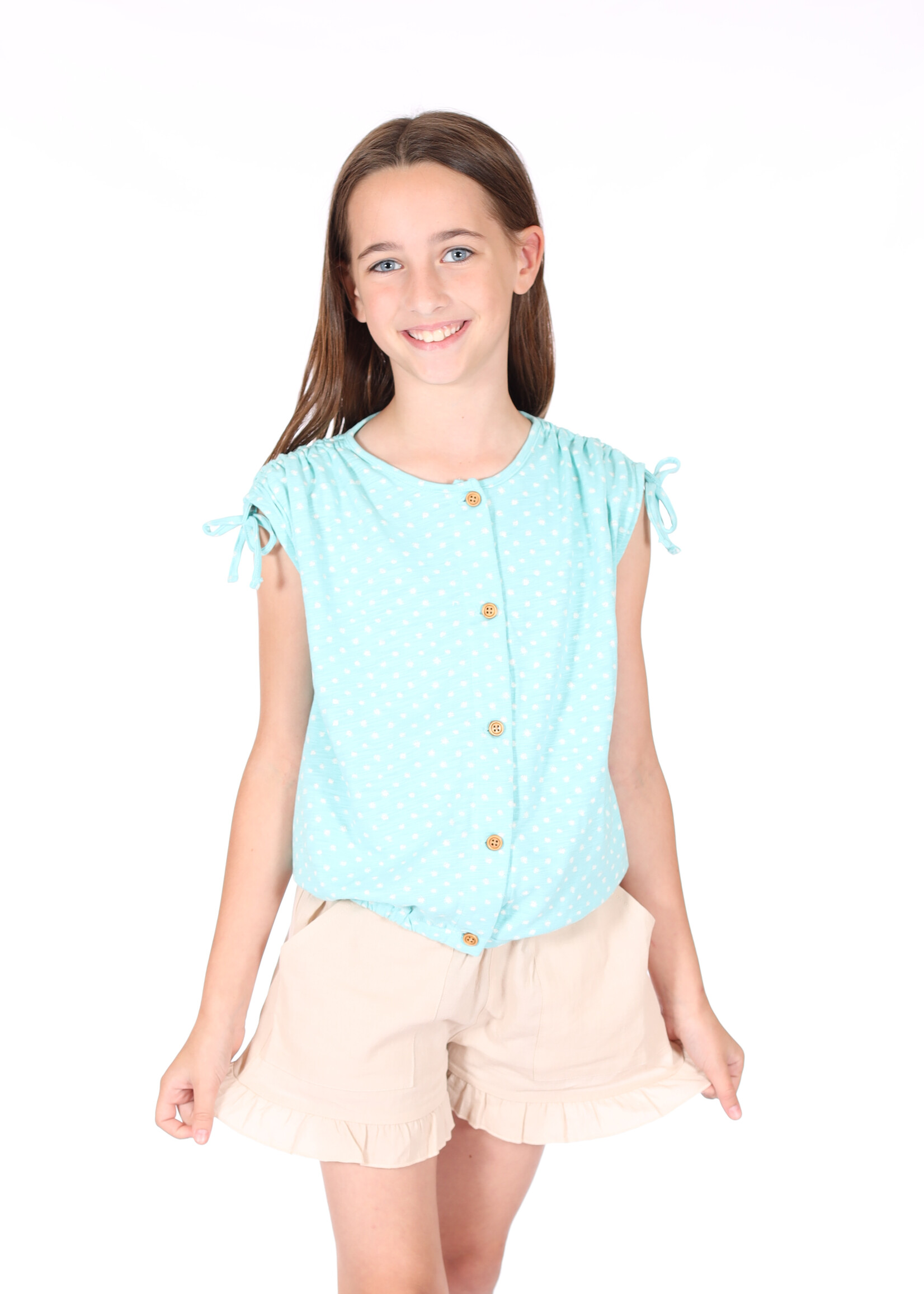 Playful Polka Dot Top - Aqua