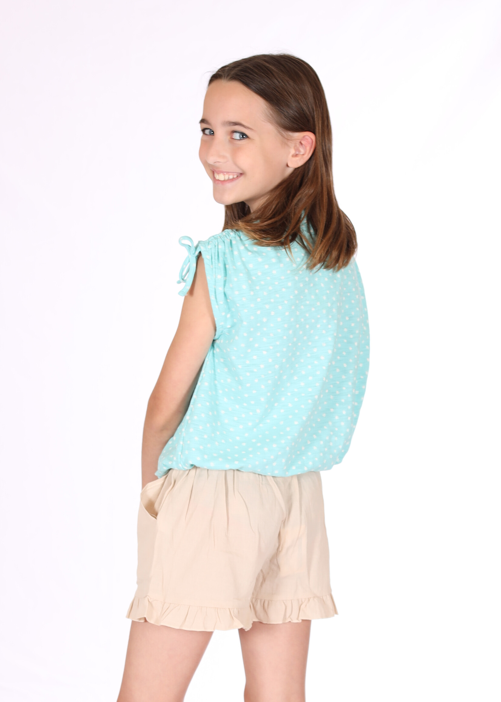 Playful Polka Dot Top - Aqua