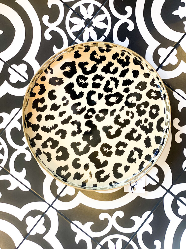 8 Oak Lane Leopard Round Tray