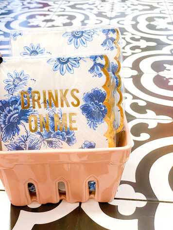 8 Oak Lane Blue Floral Paper Beverage Napkin