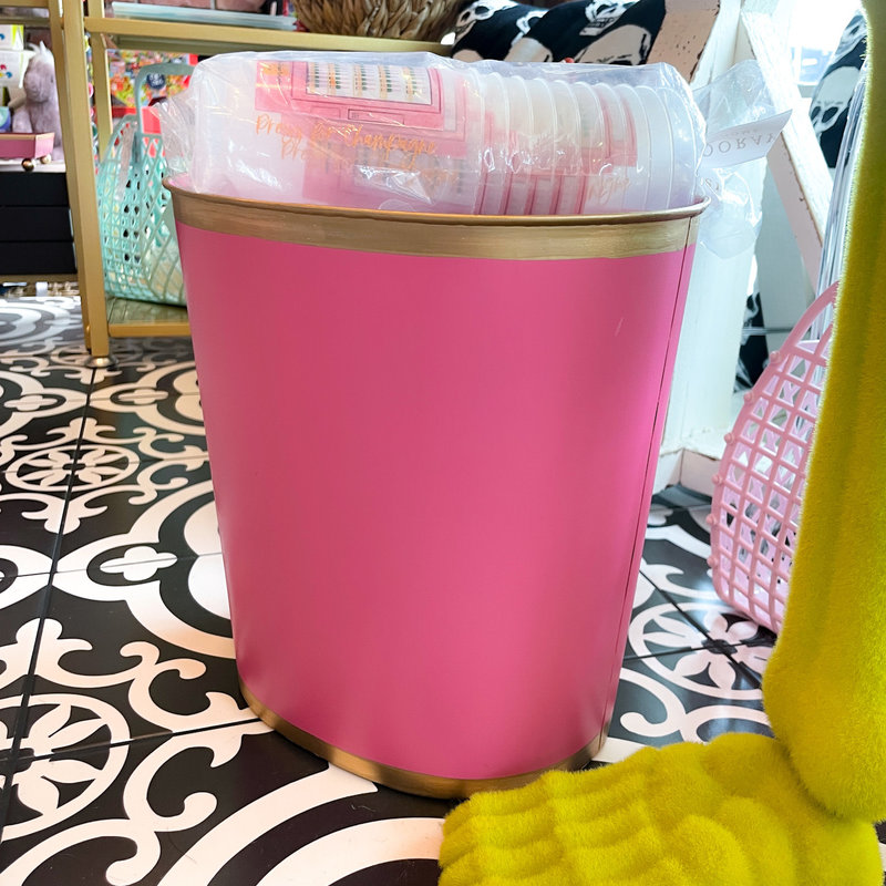 Jaye's Studio Color Block Pink Large Oval Wastebasket