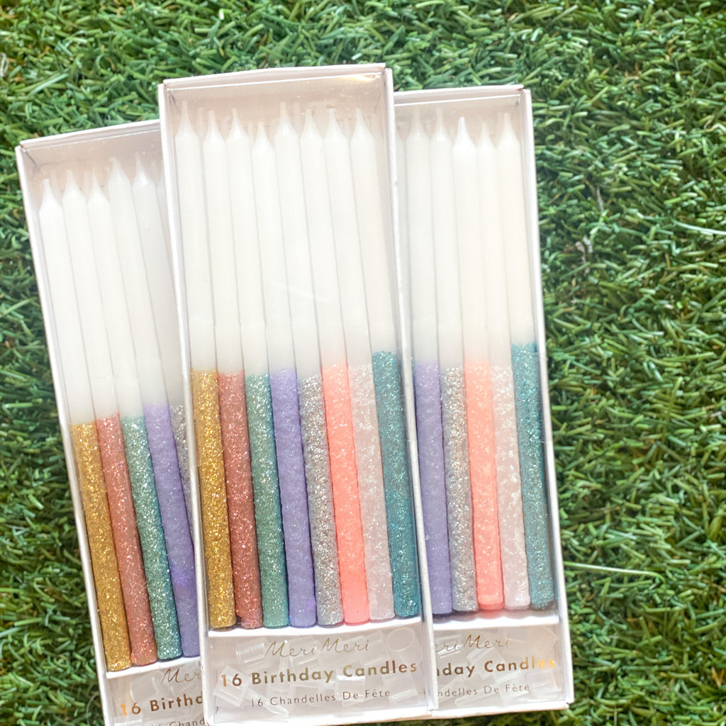 Meri Meri Multicolor Dipped Glitter Candles