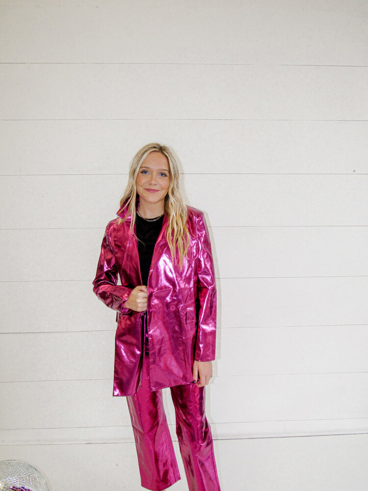 Buddy Love Avery Oversized Metallic Blazer - Electric