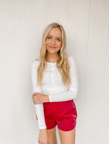 TECE High  Waist Shorts - Burgundy