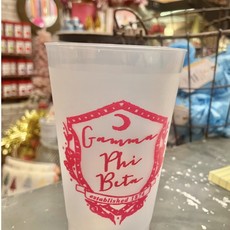 Over The Moon Greek Gamma Phi Beta Frosted Cup W/ Motif