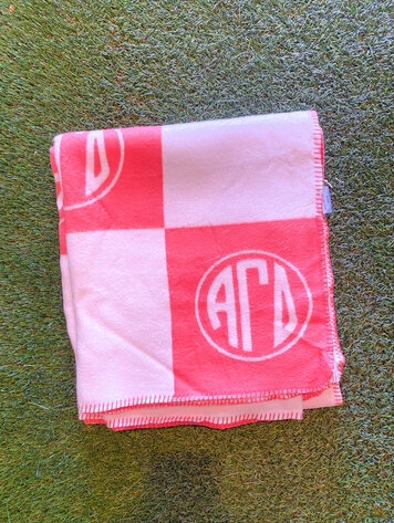 Over The Moon Greek Alpha Gamma Delta Woven Monogram Circle Blanket