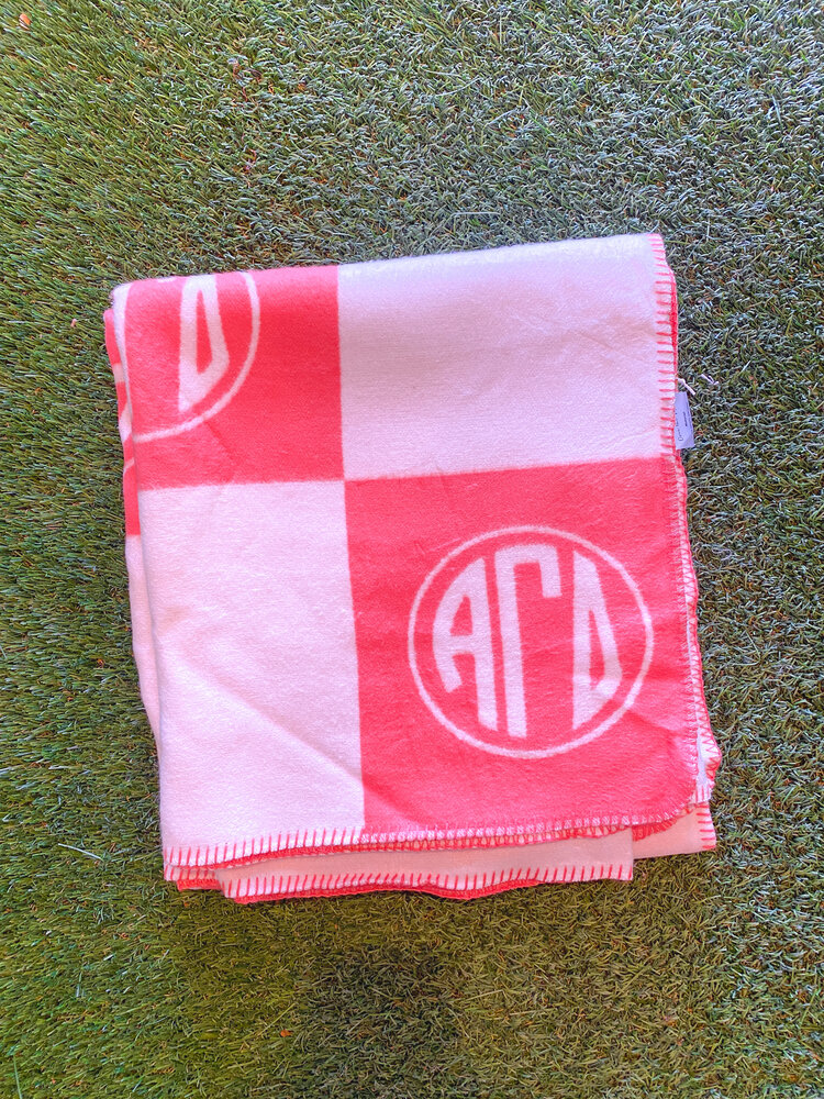 Over The Moon Greek Alpha Gamma Delta Woven Monogram Circle Blanket