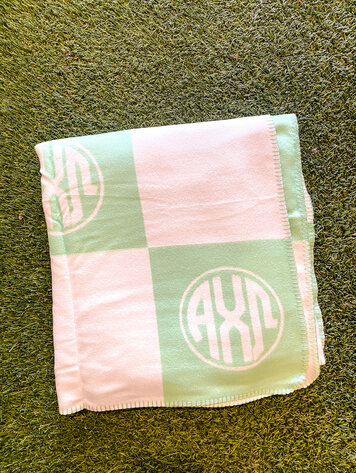 Over The Moon Greek Alpha Chi Omega Woven Monogram Circle Blanket