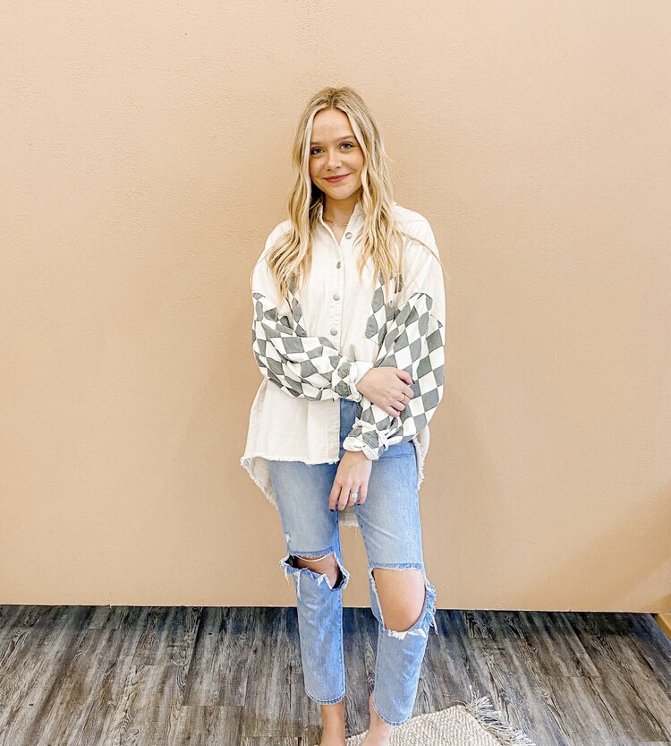 POL Checkered Cream Jacket