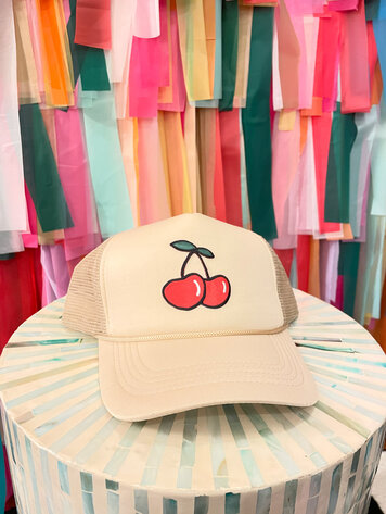 Cash and Carry Tan Cherry Trucker Hat