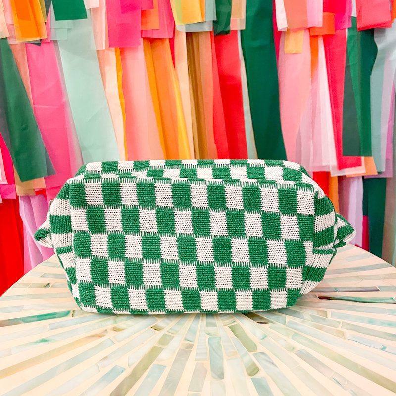 Cash and Carry Green and White Check Yourself Bag