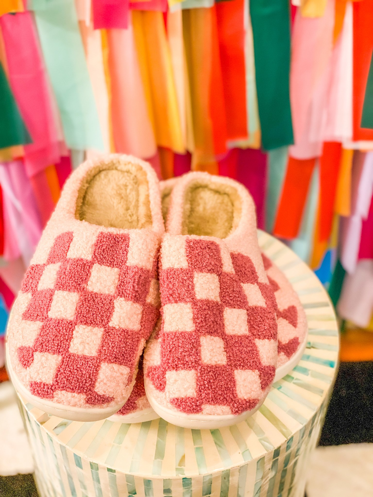 Slippers Pink Checkered