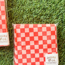 Jollity & Co Check It! Cherry Crush Check Cocktail Napkins - 20 Pack
