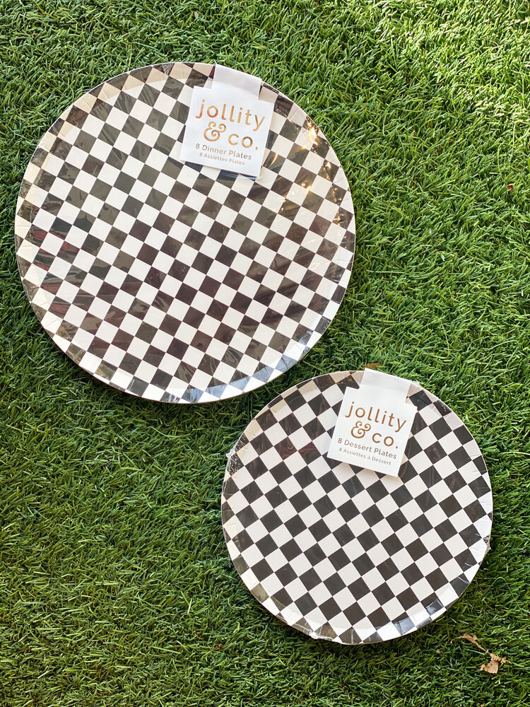 Jollity & Co Check It! The Classic Dessert Plates - 8 Pack