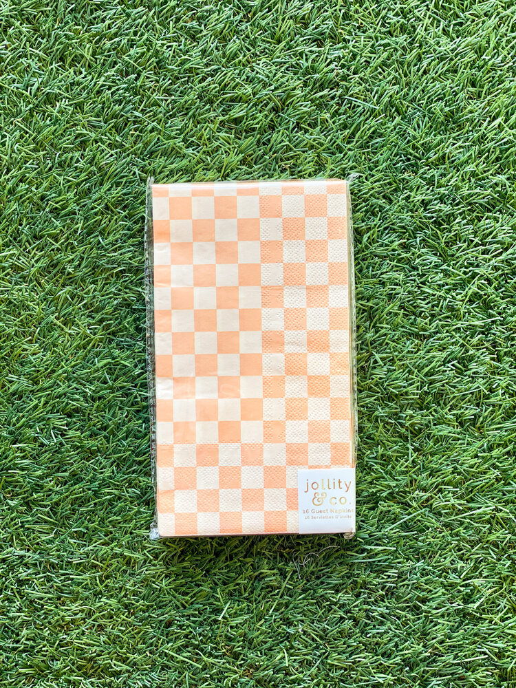 Jollity & Co Check It! Peaches N’ Cream Check Guest Napkins - 16 Pack