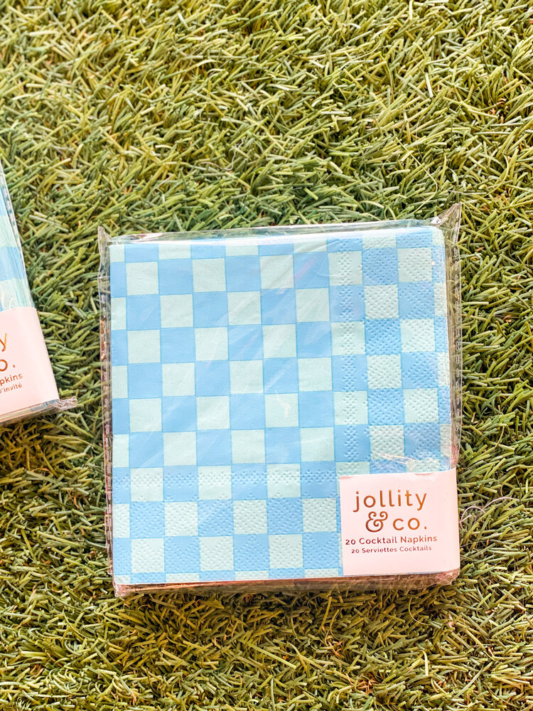 Jollity & Co Check It! Out of the Blue Cocktail Napkins - 20 Pack