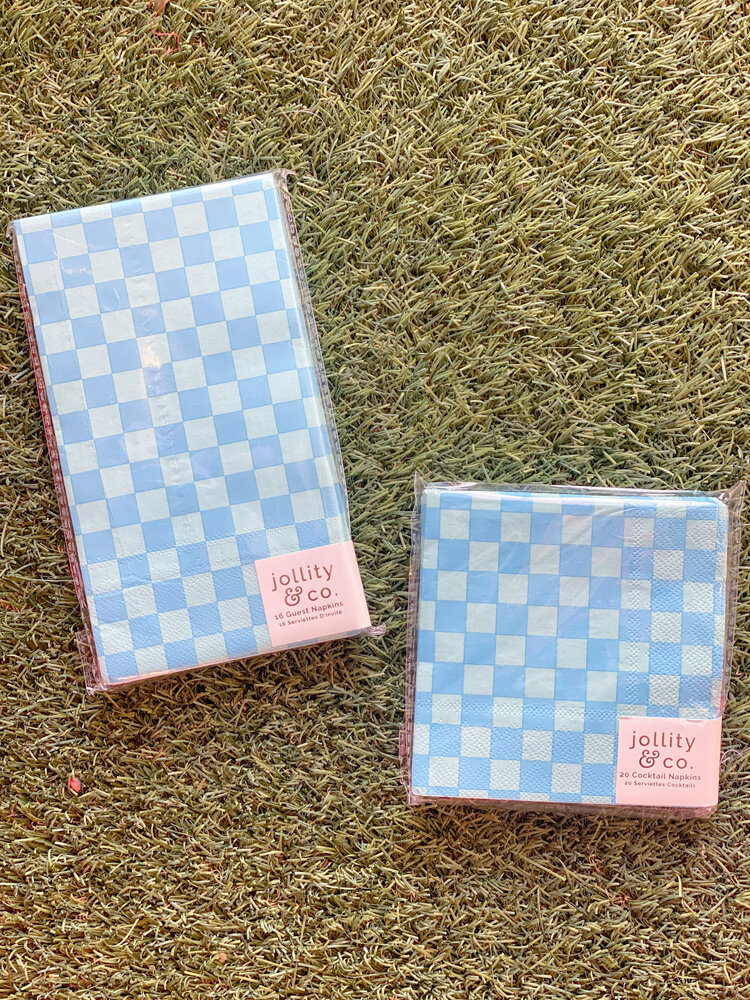 Jollity & Co Check It! Out of the Blue Cocktail Napkins - 20 Pack