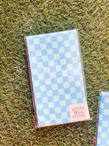 Jollity & Co Check It! Out of the Blue Check Guest Napkins - 16 Pack