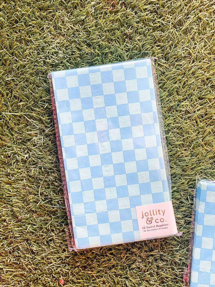 Jollity & Co Check It! Out of the Blue Check Guest Napkins - 16 Pack