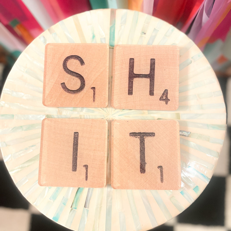 Tart By Taylor Shit Scrabble Tiles Set of 4 Coasters