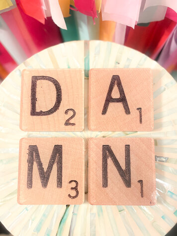 Tart By Taylor Damn Scrabble Tiles Set of 4 Coasters