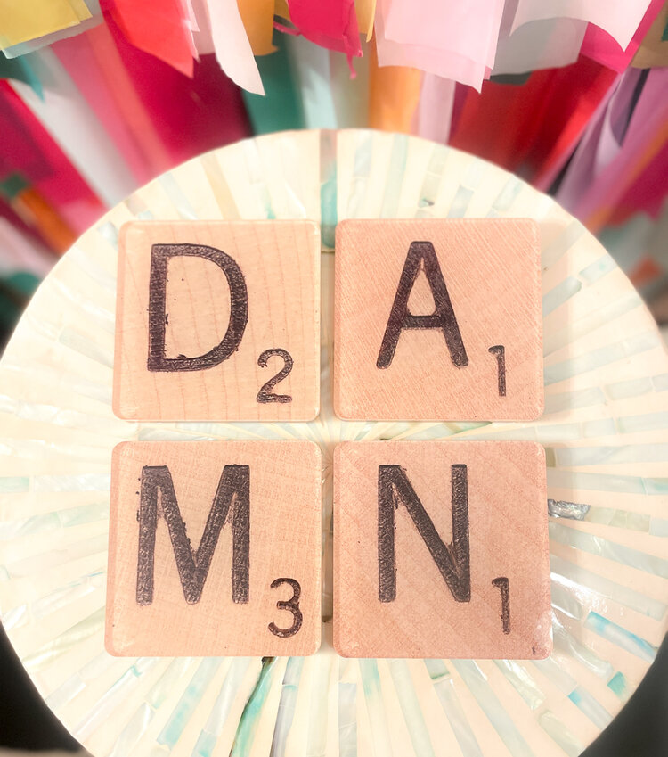 Tart By Taylor Damn Scrabble Tiles Set of 4 Coasters