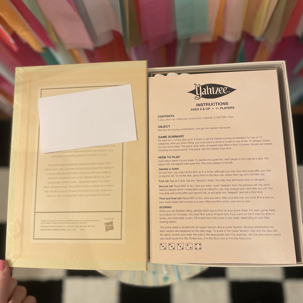 Yahtzee Vintage Bookshelf Edition Savvy Blake LLC