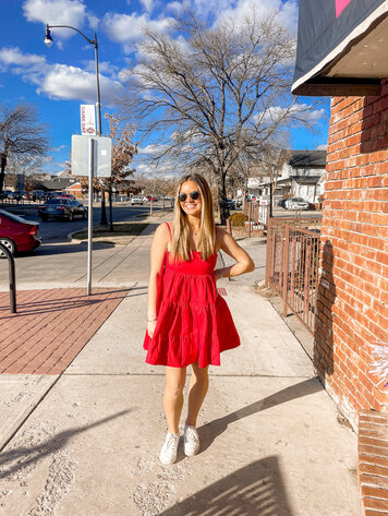 Day and Moon Red Lace Up Back Mini Dress