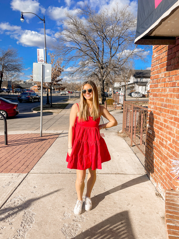 Day and Moon Red Lace Up Back Mini Dress