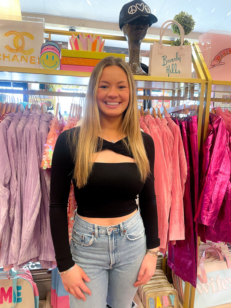 Olivaceous Black Cut Out Long Sleeve Top