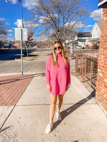 Buddy Love Mara Turtle Neck Short Dress - Sunkissed Rose