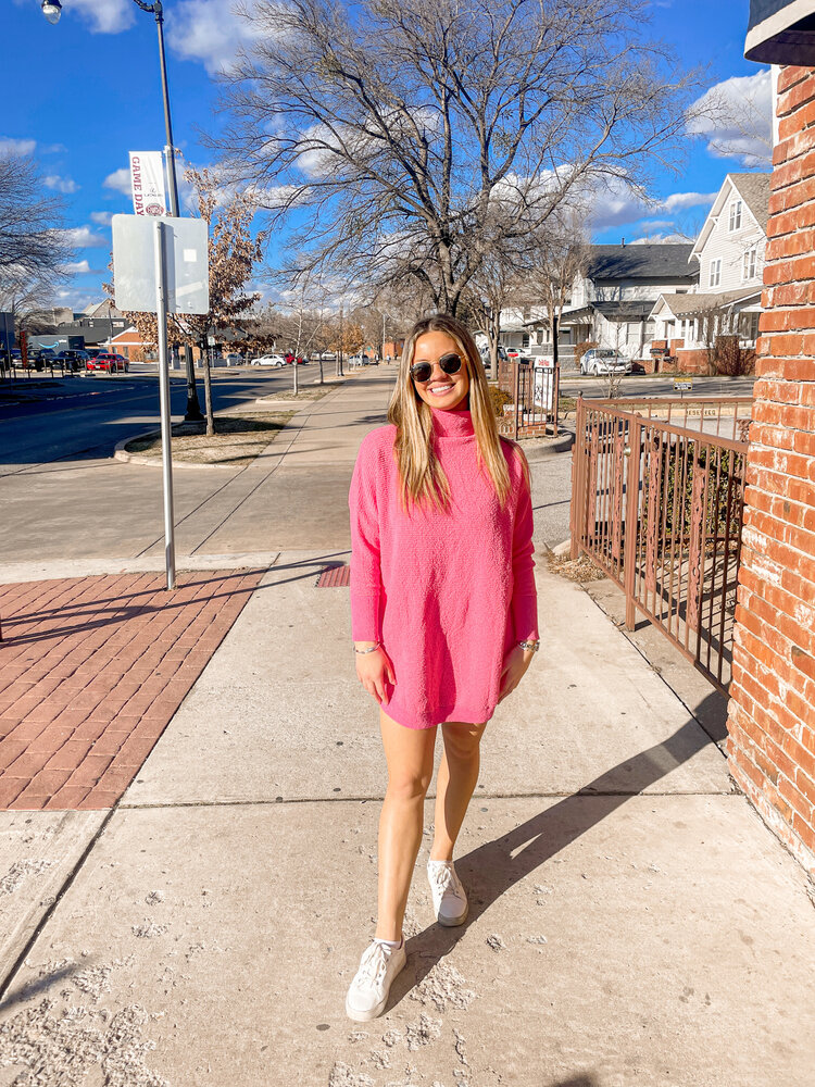 Buddy Love Mara Turtle Neck Short Dress - Sunkissed Rose