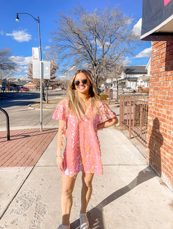 Buddy Love Taya Sequin Short Dress - Blush