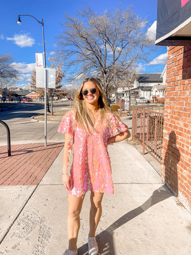 Buddy Love Taya Sequin Short Dress - Blush