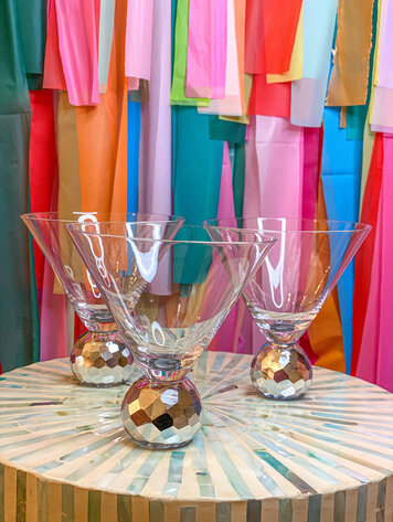 8 Oak Lane Silver Hammered Disco Martini Glass