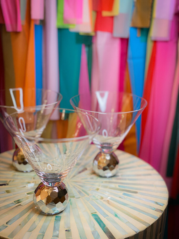 8 Oak Lane Silver Hammered Disco Martini Glass