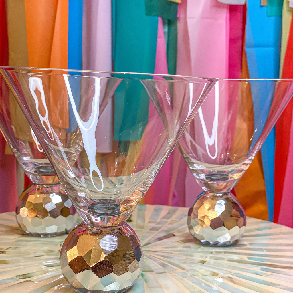 Silver Hammered Disco Martini Glass - Savvy Blake LLC