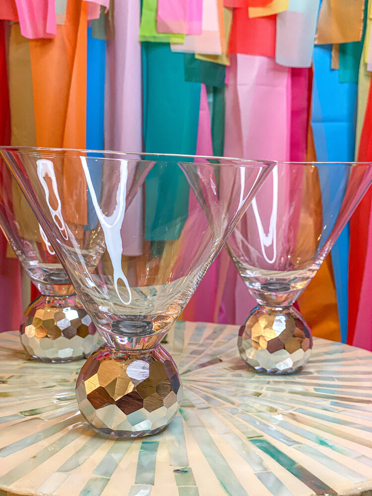 8 Oak Lane Silver Hammered Disco Martini Glass