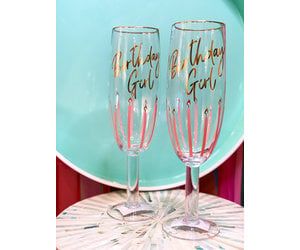 Birthday Girl Cake Stemless Champagne Flute