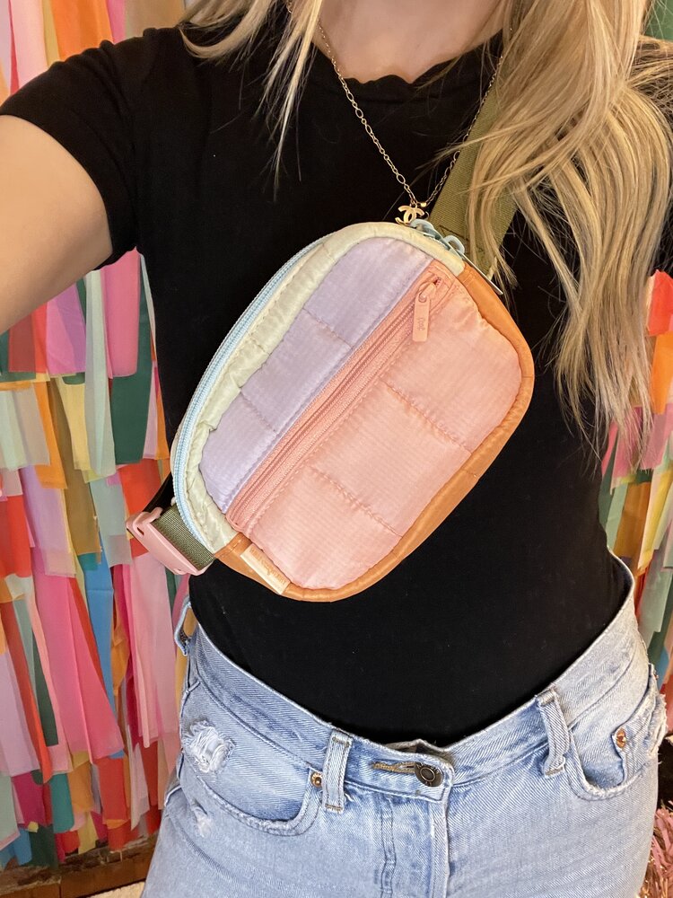 Talking out of Turn Puffy Small Hip Bag - Candy Block