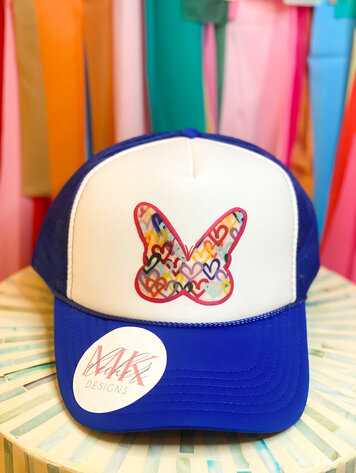 MK Decker Designs Royal Blue Butterfly Trucker Hat