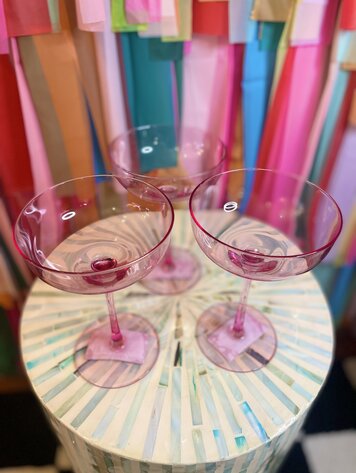 The Wine Savant Blush Pink Glass Champagne Coupe l 7oz