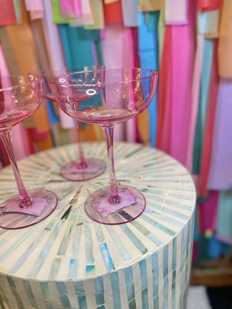 The Wine Savant Blush Pink Glass Champagne Coupe l 7oz